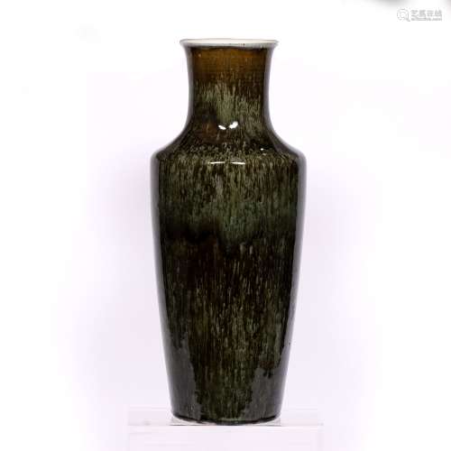 Green glaze vase Chinese, 19th Century with speckled glaze and dark green 'olive' colour, 42.5cm