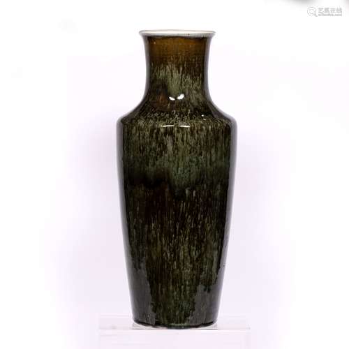 Green glaze vase Chinese, 19th Century with speckled glaze and dark green 'olive' colour, 42.5cm