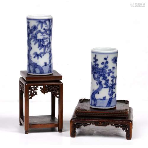 Two wood small stands Chinese, 19th Century one of square form delicately carved with ruyi corner
