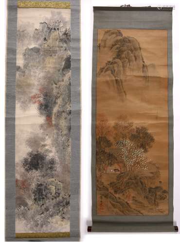 Three hanging scroll paintings Chinese