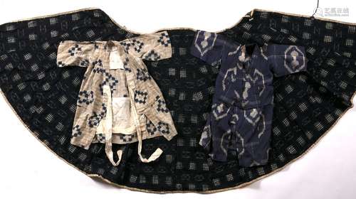 Children's summer kimonos Japanese, late 19th/20th Century one with white decorations on indigo