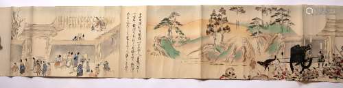 Painted handscroll (Emaki) Japanese ink, colour and gold on paper, comprising of various painted