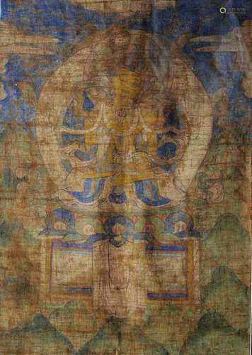 Thangka of Tatagata Vajrasattva Sino-Tibetan, 17th/18th Century white in colour, with one face and