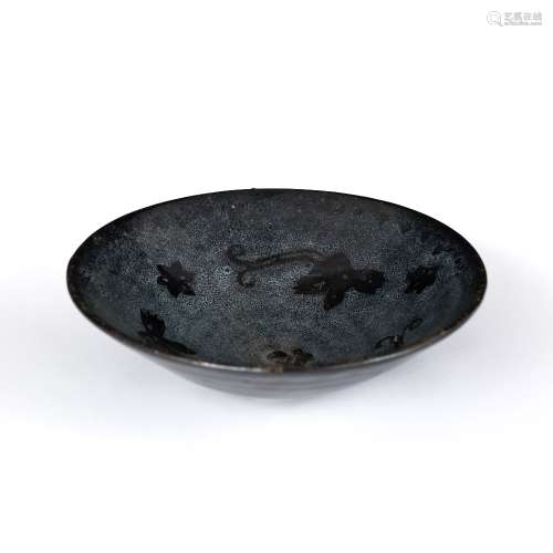 Mottled blue and black glaze tea bowl Chinese, Southern Song dynasty 12th-13th Century decorated