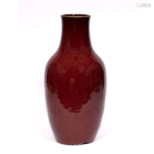 Langyao vase Chinese, 19th Century covered in a red flambe glaze, 42.5cm high