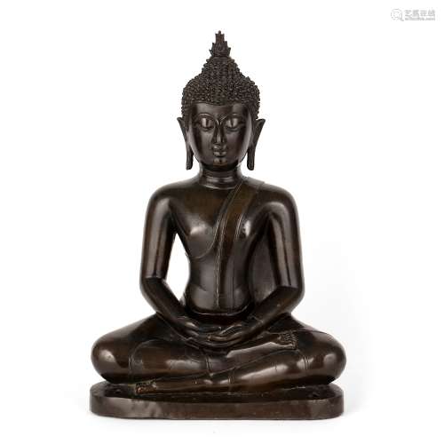 Bronze figure of Buddha Shakyamuni Thai, Sukhothai style 15th/16th Century hands resting in bhairava