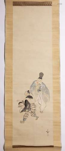 Yamakawa Eiga (1878-1947) 'Untitled' watercolour on paper (scroll) panel measures 115cm x 33cm,