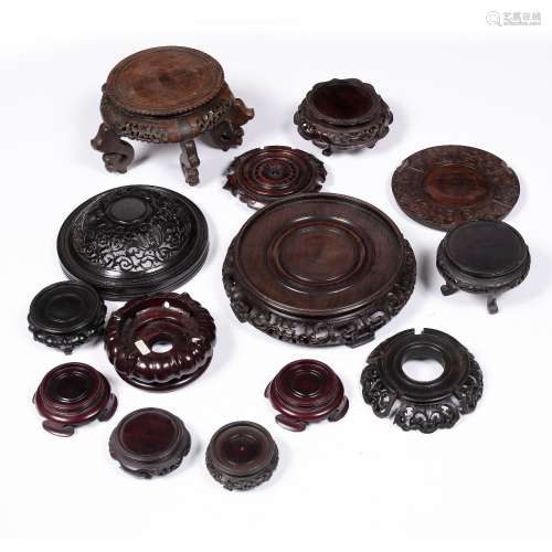Collection of hardwood stands and lids Chinese, 19th/20th Century