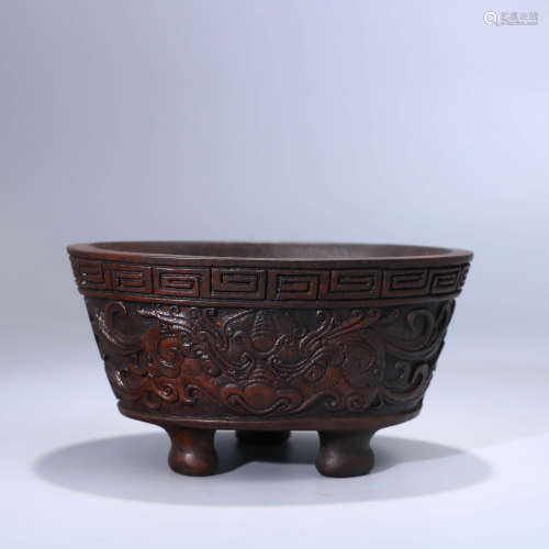 A Chinese Beast Pattern Bamboo Carved Cup