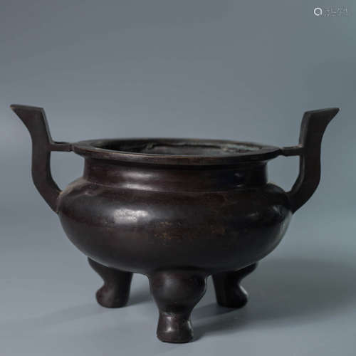 A Chinese Copper Three-legged Incense Burner