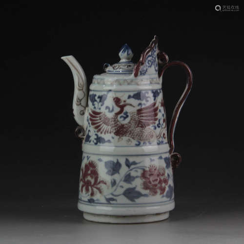 A Chinese Blue and White Phoenix Pattern Porcelain Pot