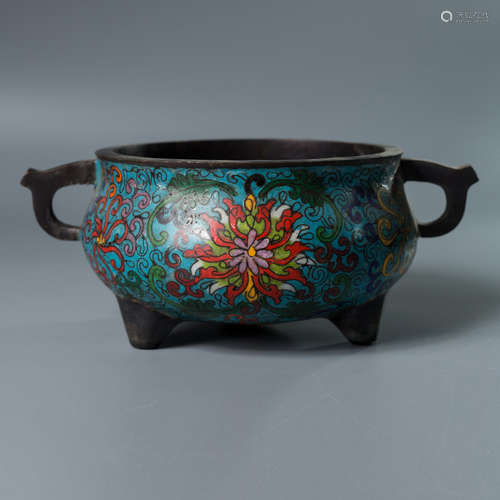 A Chinese Cloisonne Enamel Copper Incense Burner