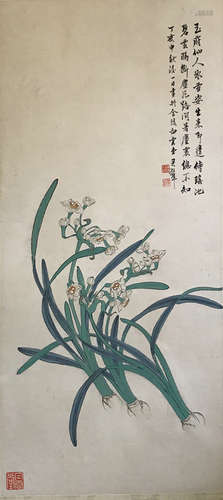 A Chinese Daffodil Painting, Huang Junbi Mark