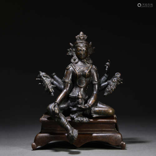 A Chinese Copper Statue of Mandala Vasudhara