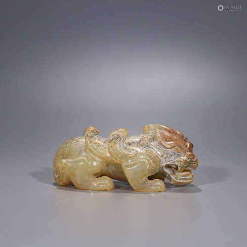 A Chinese Jade Carved Unicorn Ornament