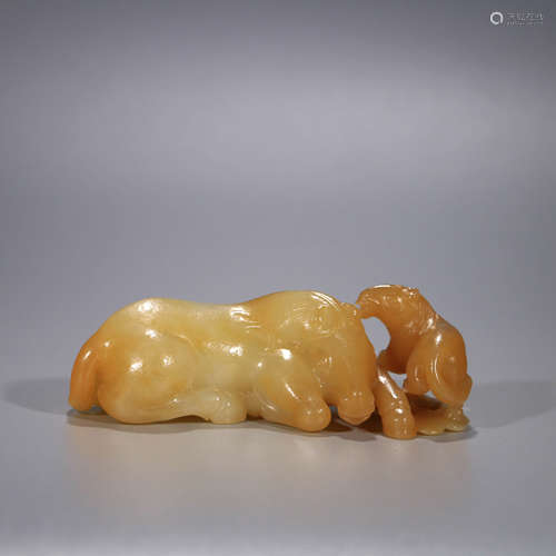 A Chinese Hetian Jade Carved Horse Ornament