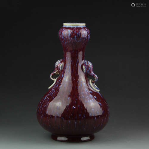 A Chinese Fancy Glaze Porcelain Double Ears Garlic-head Bottle