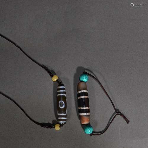 A Pair of Chinese gZi Beads