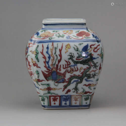 A Chinese Famille Verte Dragon&phoenix Pattern Porcelain Jar