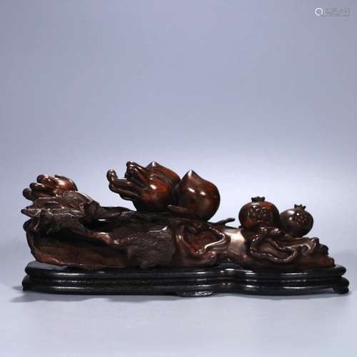 A Chinese Rosewood Carved Buddha Hand Shaped Brush Rack