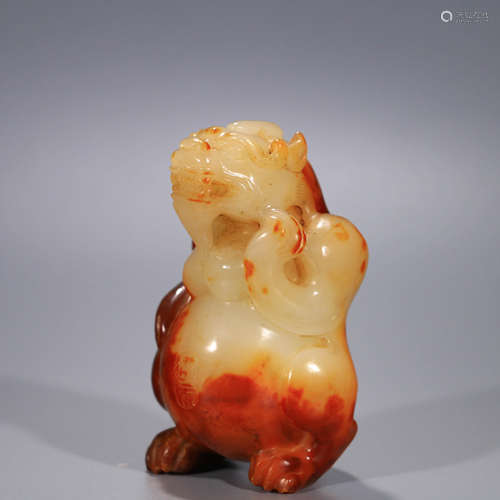 A Chinese Hetian Jade Carved Bear Ornament