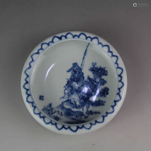 A Chinese Blue and White Figures Painted Porcelain Washer