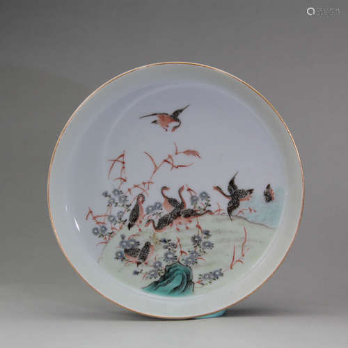 A Chinese Flower and Bird Pattern Porcelain Plate