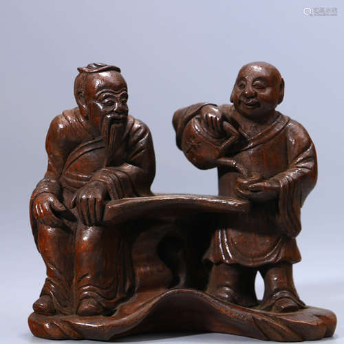 A Chinese Bamboo Carved Figures Ornament