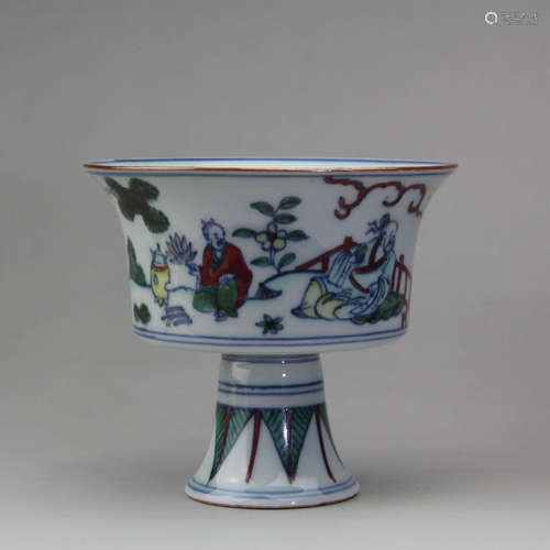 A Chinese Famille Verte Floral Porcelain Standing Cup