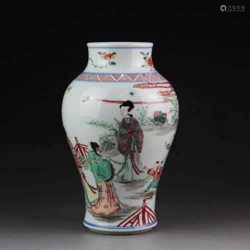 A Chinese Famille Verte Figure Painted Porcelain Jar