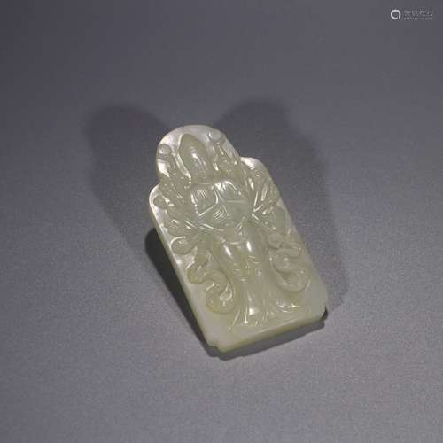 A Chinese Hetian Jade Carved Guanyin Pendant