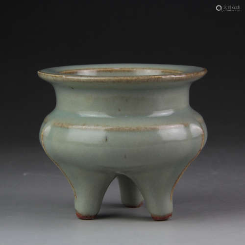 A Chinese Longquan Kiln Porcelain Three-legged Incense Burner