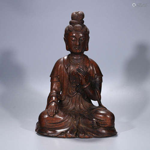 A Chinese Eaglewood Carved Guanyin Statue