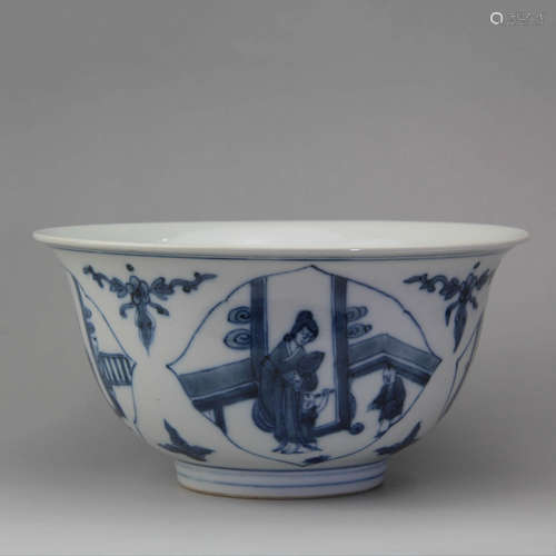 A Chinese Blue and White Figure Painted Porcelain Bowl