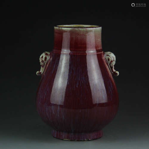 A Chinese Fancy Glaze Porcelain Trunk Ears Vase