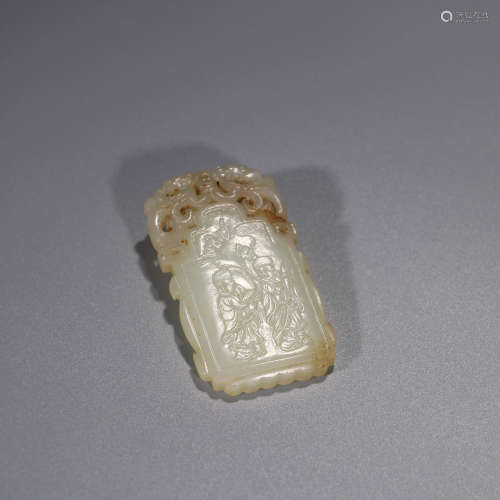 A Chinese Immortals Carved Hetian Jade Pendant