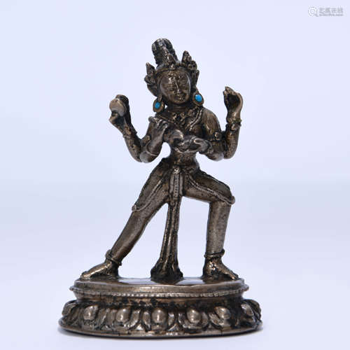 A Chinese Turquoise Inlaid Copper Tara Statue