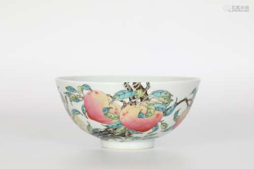 17th century, fencai peach bowl