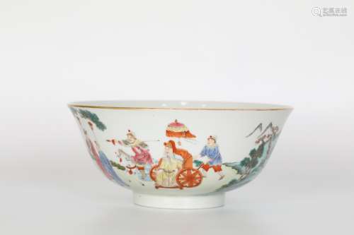 19th century, fencai character story bowl