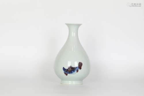 17th century, blue and white and purple fish jade pot spring vase