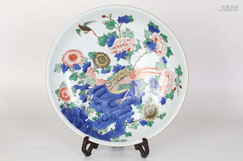 19th century, blue and white colorful plate