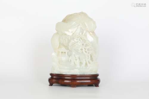 19th century, White jade mountain ornaments