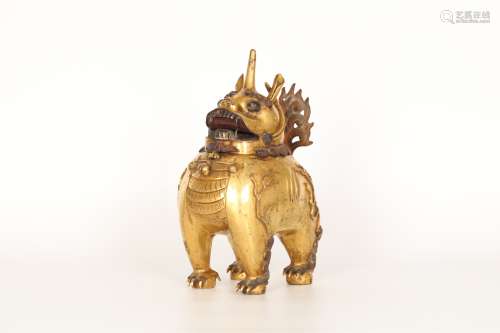 16th century, gilt bronze beast Aromatherapy