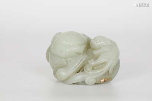 17th, Hetian jade double lion