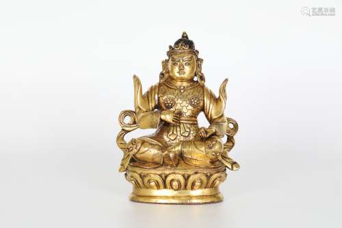 18th century, gilt bronze god of wealth in Tibet