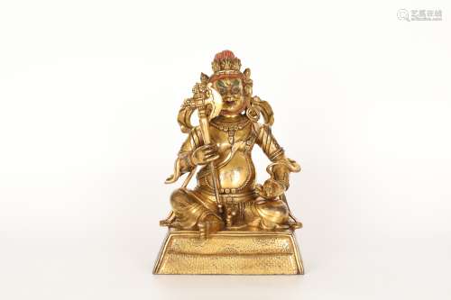 18th century, the copper gilded God of wealth