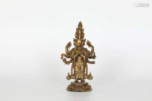 , 18th century,A gilt bronze Thousand-Hand Guanyin