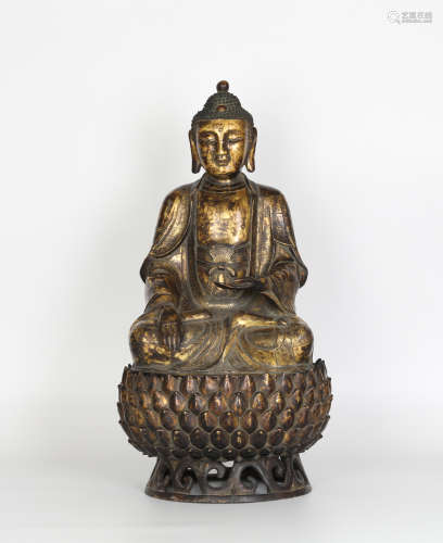 Ming ， Gilt Bronze Sakyamuni