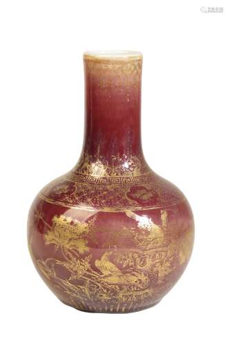 FLAMBE-GLAZE AND GILT DECORATED VASE, QING DYNASTY, 18TH CENTURY