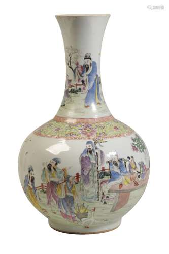 LARGE FAMILLE ROSE BOTTLE VASE, GUANGXU SIX CHARACTER MAR AND OF THE PERIOD